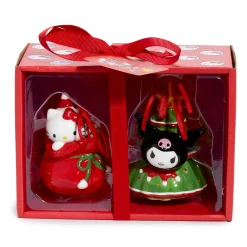 Blue Sky Clayworks Hello Kitty and Kuromi 2-pc Holiday Ceramic Ornament Set (Red)
