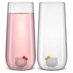 JoyJolt Hello Kitty and Mimmy 3D Icon Tall Drinking Glasses (Set of 2)