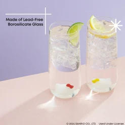 JoyJolt Hello Kitty and Mimmy 3D Icon Tall Drinking Glasses (Set of 2)