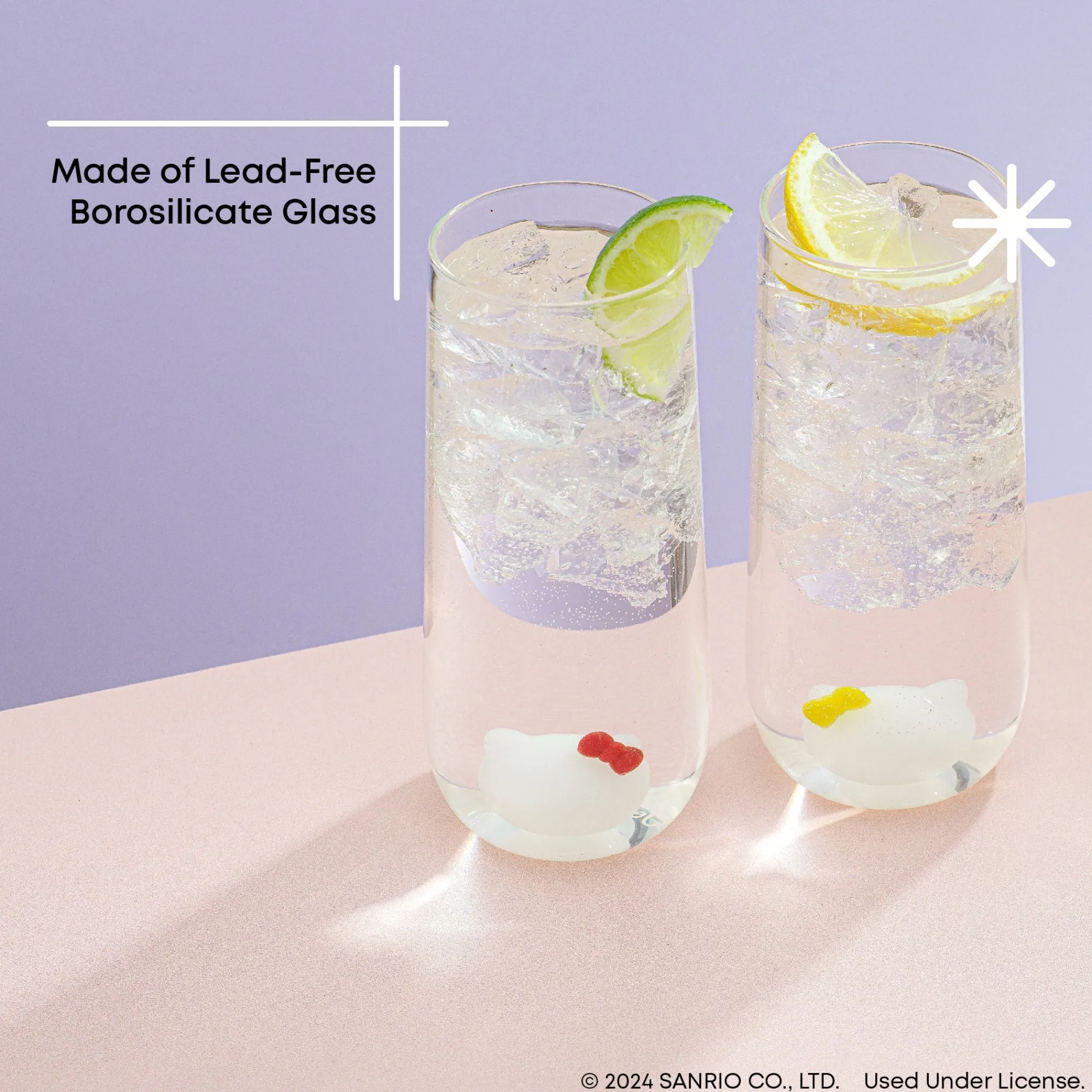 JoyJolt Hello Kitty and Mimmy 3D Icon Tall Drinking Glasses (Set of 2)
