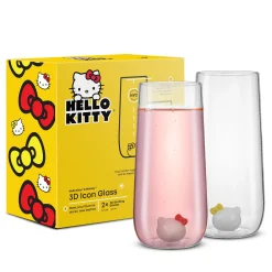 JoyJolt Hello Kitty and Mimmy 3D Icon Tall Drinking Glasses (Set of 2)