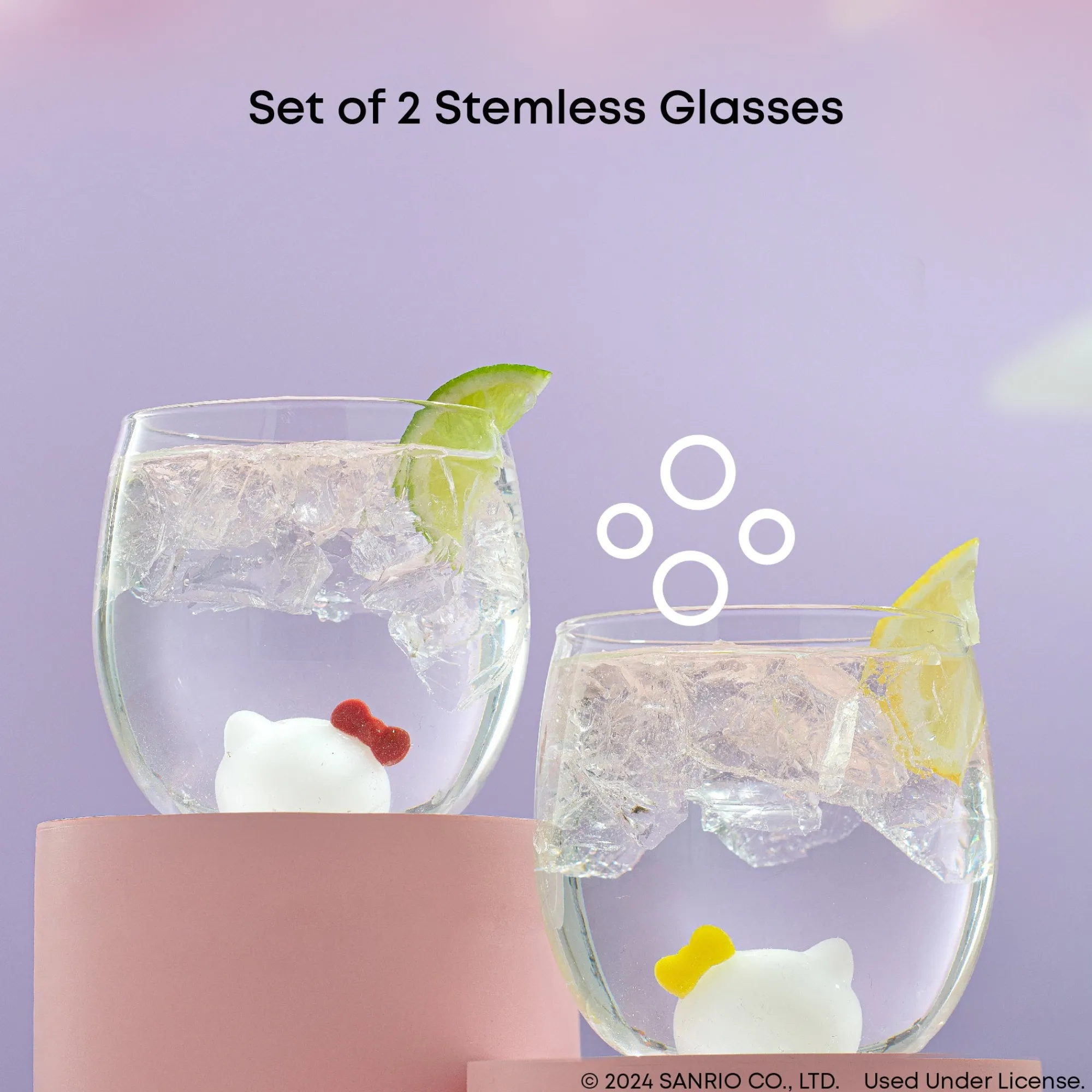 JoyJolt Hello Kitty and Mimmy 3D Icon Short Drinking Glasses (Set of 2)