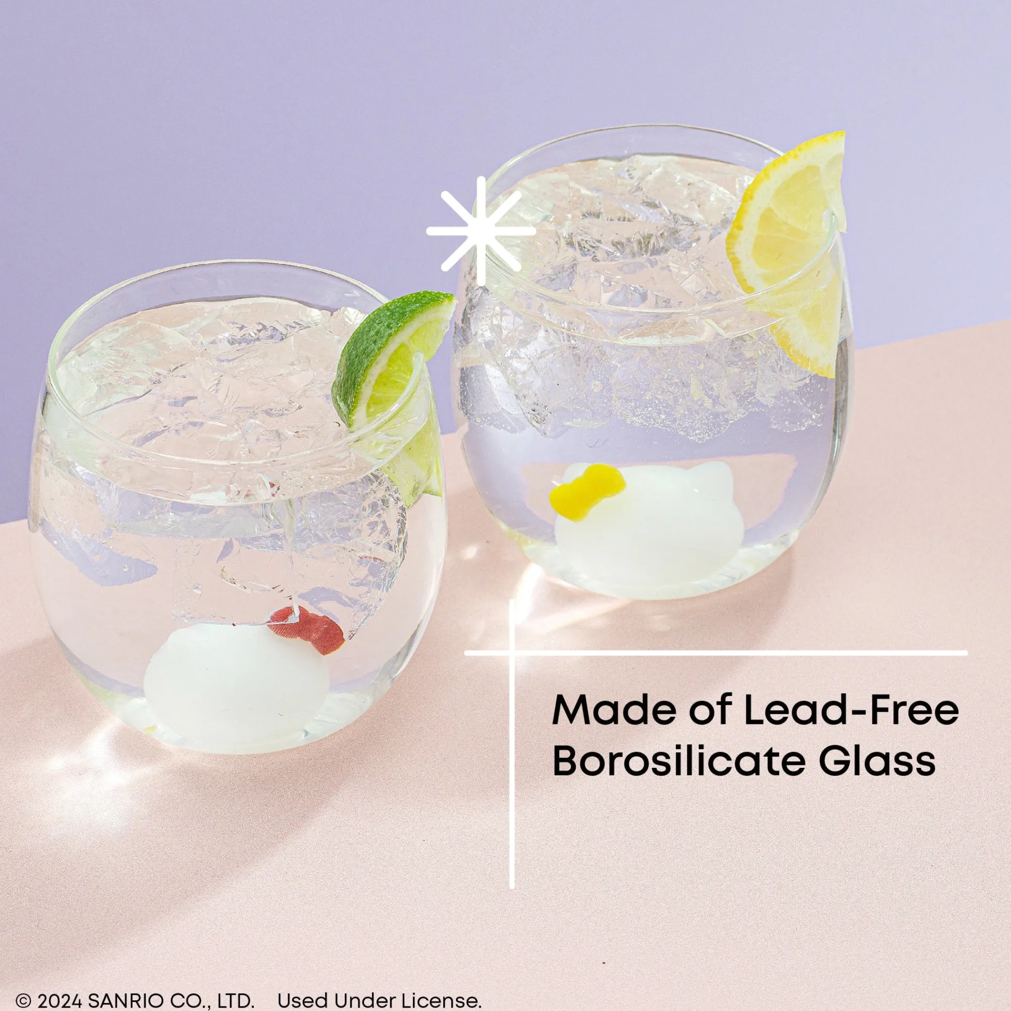 JoyJolt Hello Kitty and Mimmy 3D Icon Short Drinking Glasses (Set of 2)