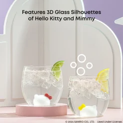 JoyJolt Hello Kitty and Mimmy 3D Icon Short Drinking Glasses (Set of 2)