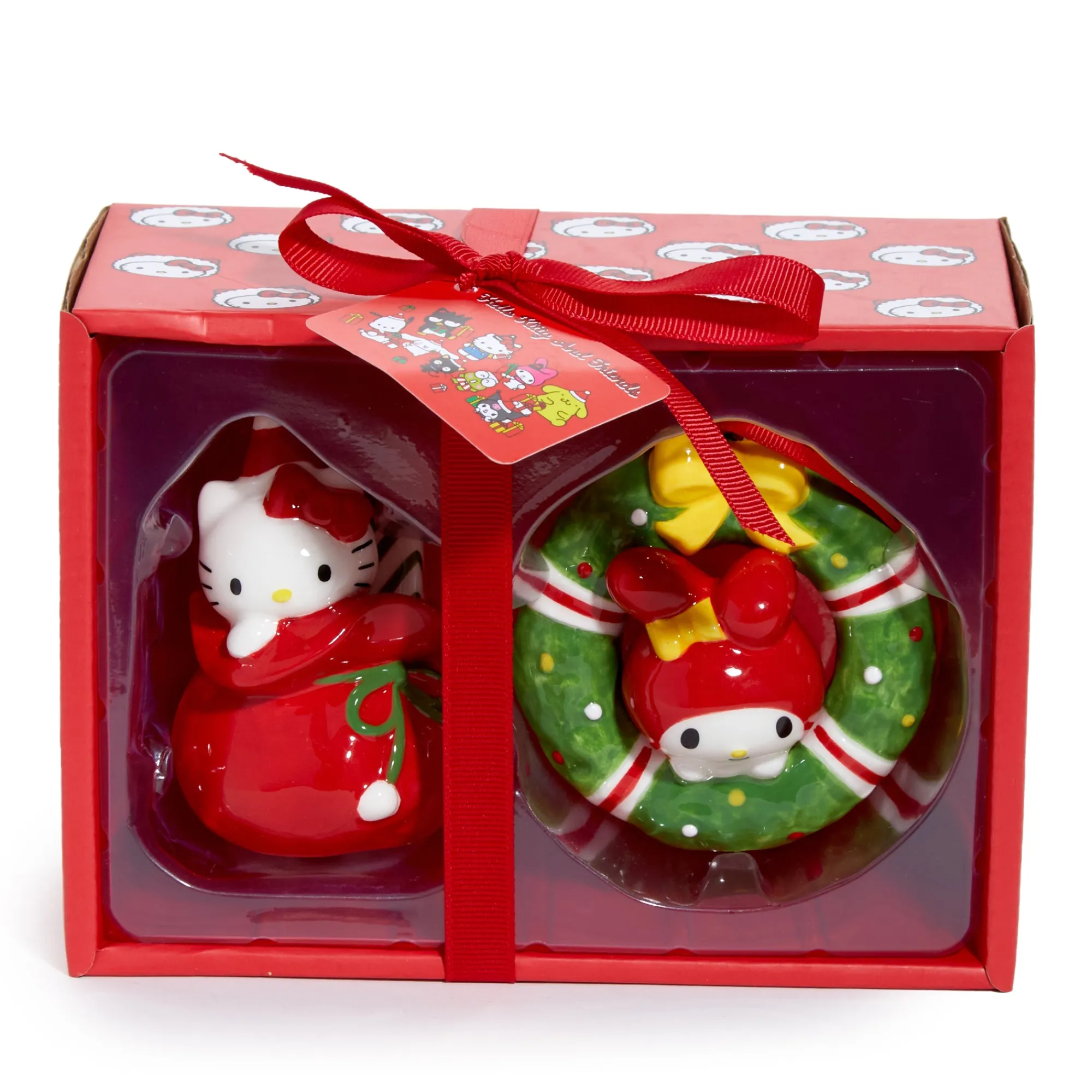Blue Sky Clayworks Hello Kitty and My Melody 2-pc Holiday Ceramic Ornament Set