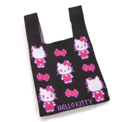 NAKAJIMA CORPORATION Hello Kitty Black Knit Shopper Bag (Retro Pixel Series)
