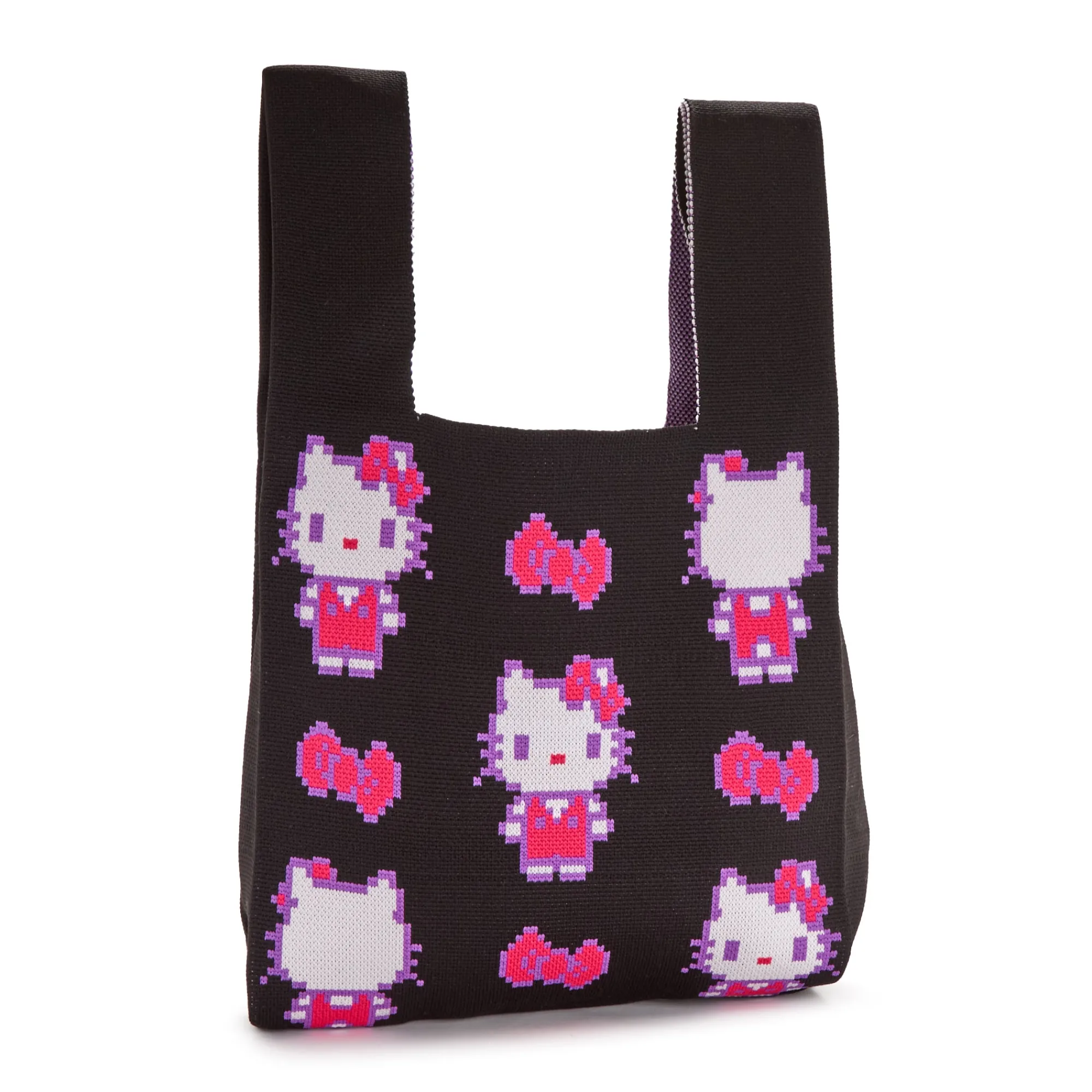NAKAJIMA CORPORATION Hello Kitty Black Knit Shopper Bag (Retro Pixel Series)