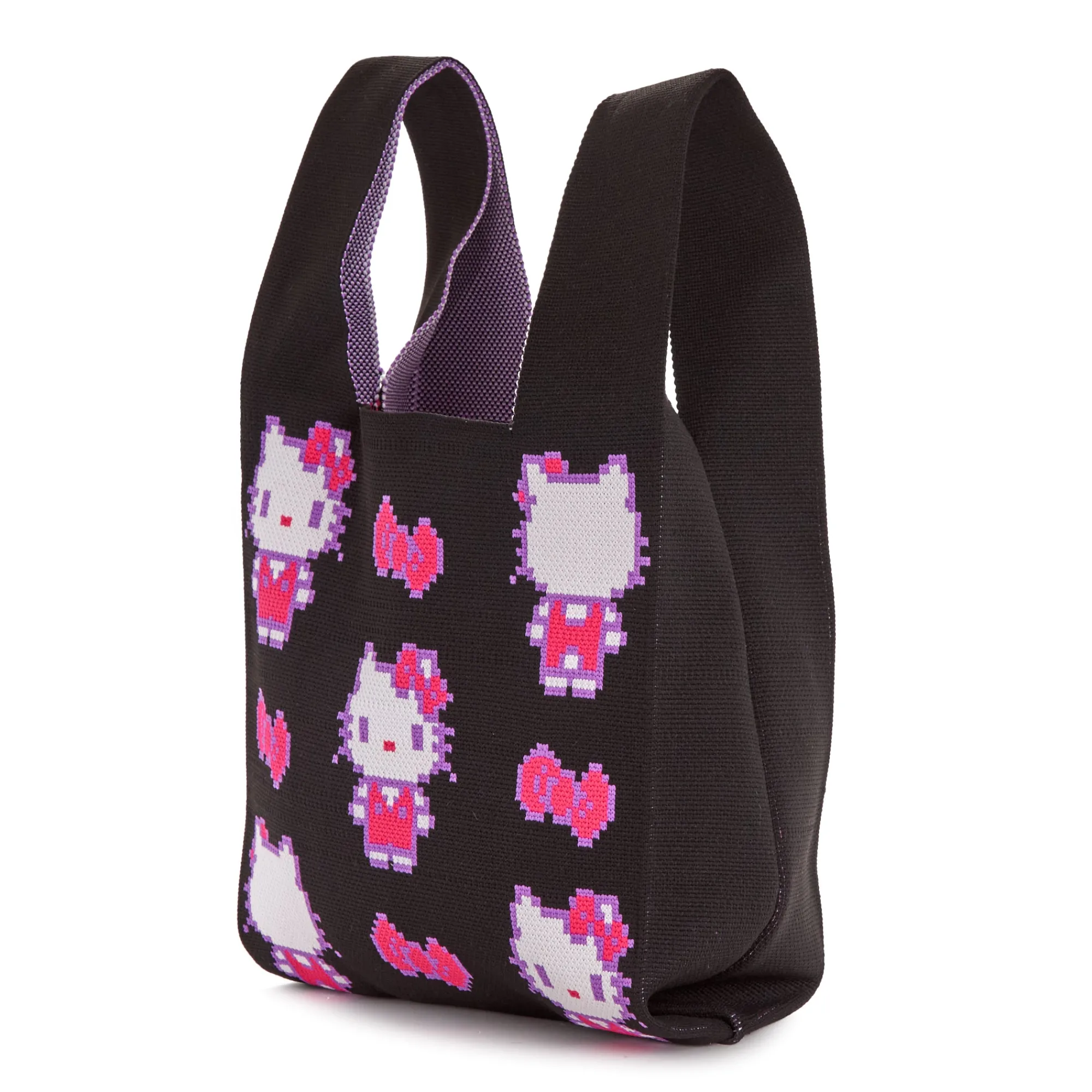 NAKAJIMA CORPORATION Hello Kitty Black Knit Shopper Bag (Retro Pixel Series)