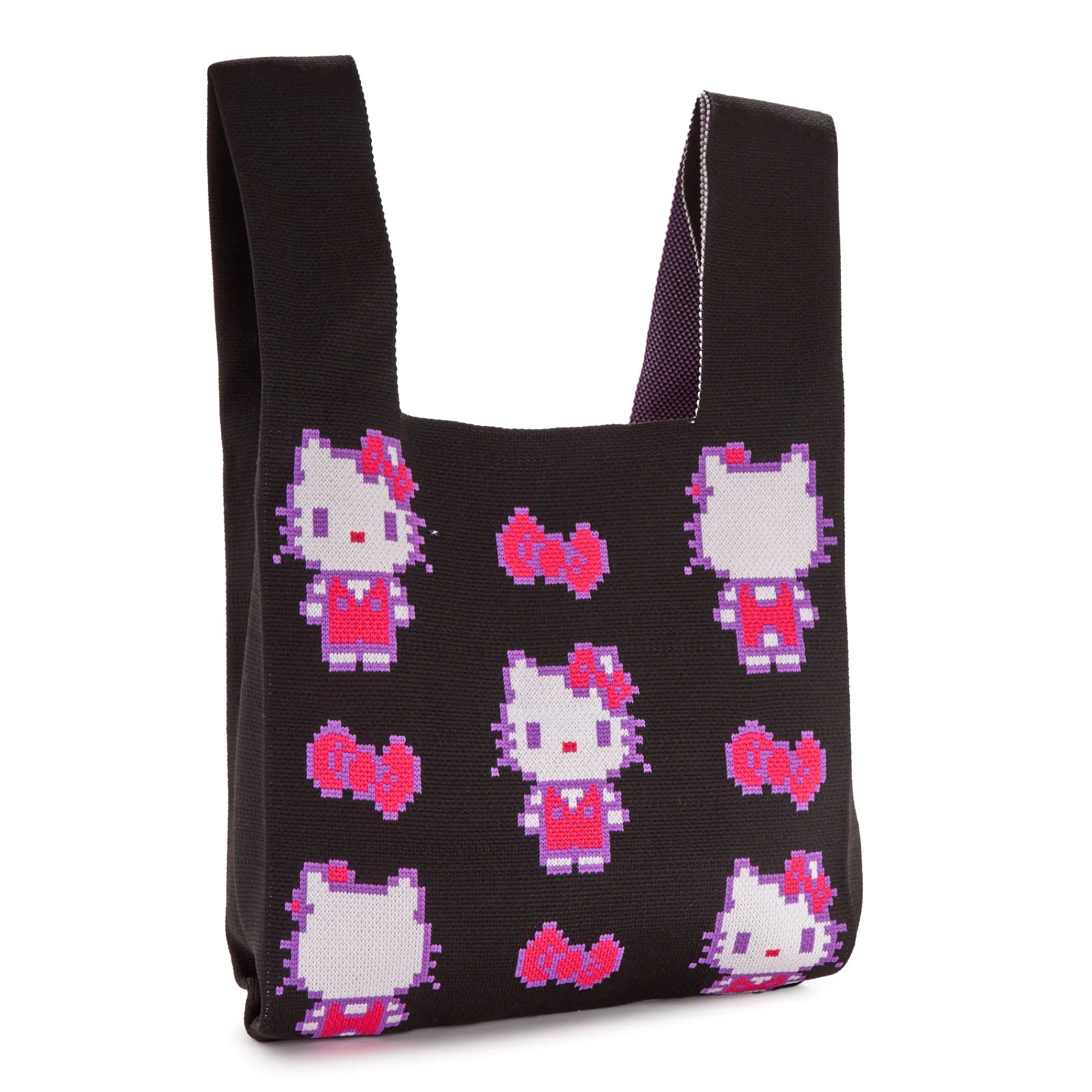 NAKAJIMA CORPORATION Hello Kitty Black Knit Shopper Bag (Retro Pixel Series)