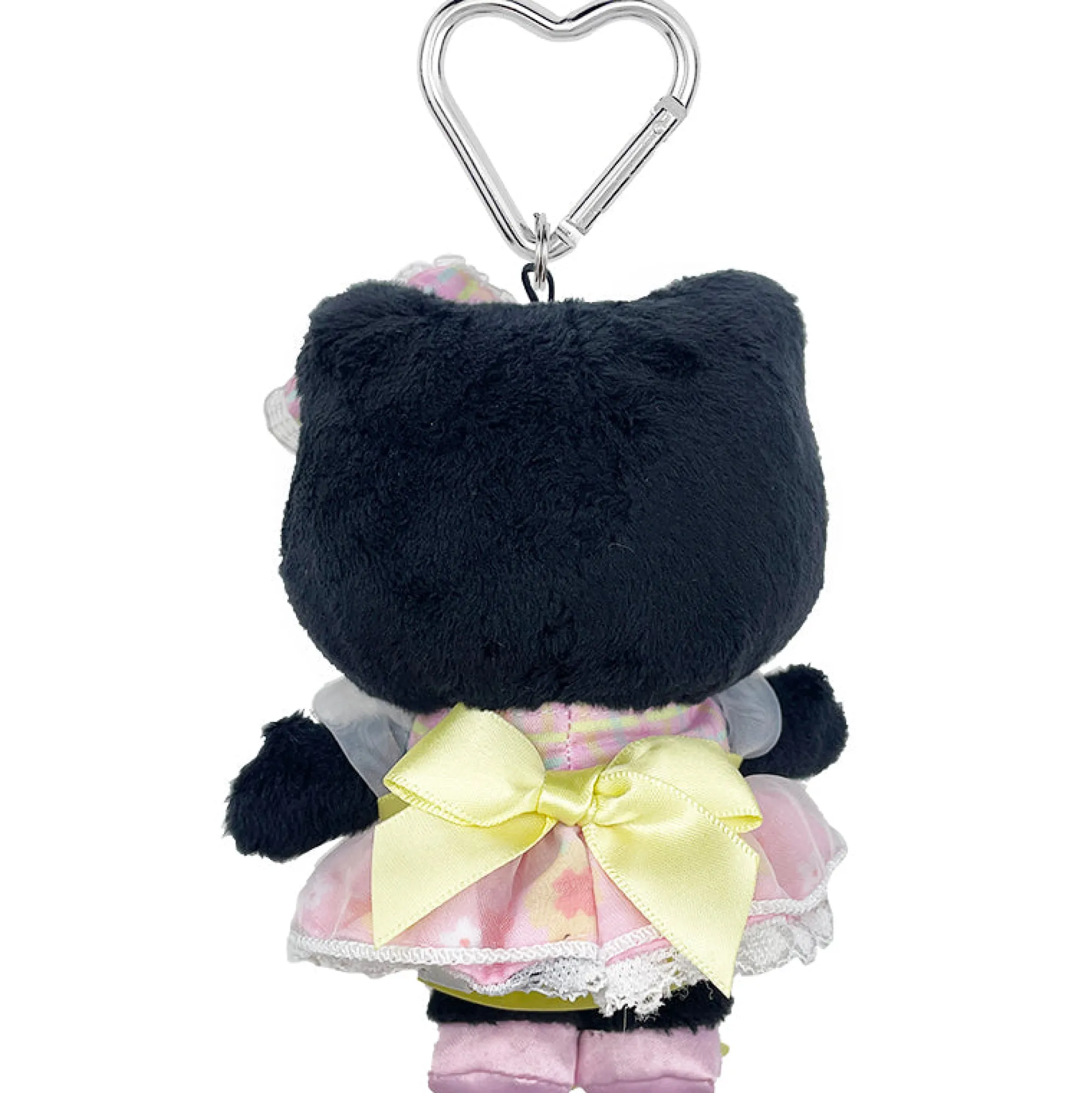 Global Original Hello Kitty Black Plush Mascot Keychain (50th Anniv. Floral Series)