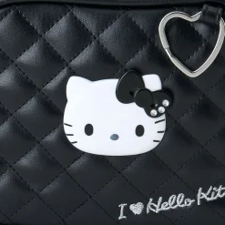 Japan Original Hello Kitty Black Quilted Zipper Pouch (I Love Hello Kitty Series)