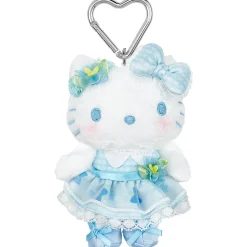 Global Original Hello Kitty Blue Plush Mascot Keychain (50th Anniv. Floral Series)