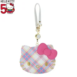 Japan Original Hello Kitty Card Case with Key Reel (Hello Kitty Dress Tartan Series)