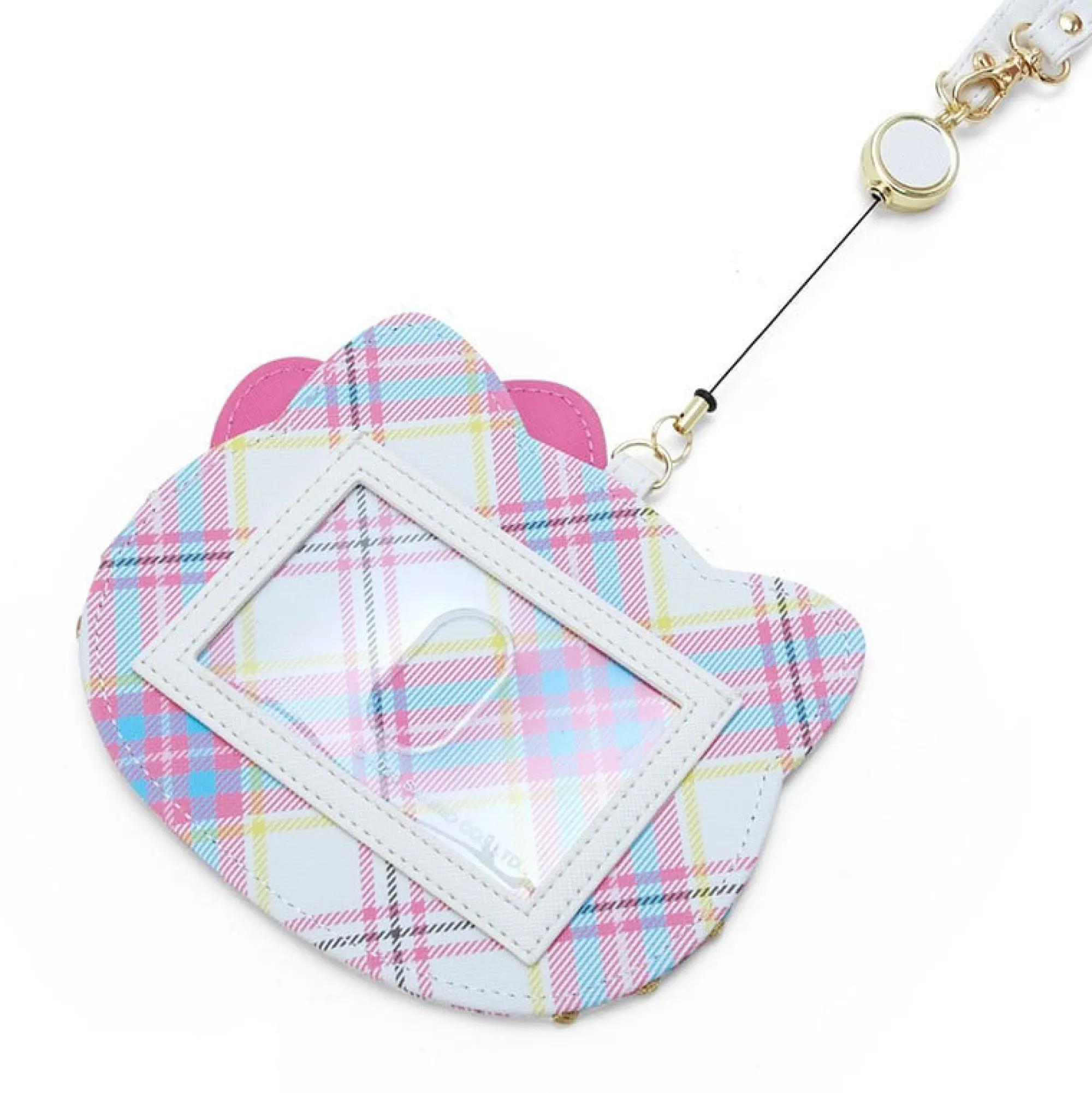 Japan Original Hello Kitty Card Case with Key Reel (Hello Kitty Dress Tartan Series)