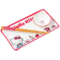 Silver Buffalo LLC Hello Kitty Ceramic 3-pc Sushi Set (Classic Milk Bottle)