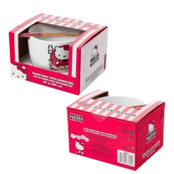 Silver Buffalo LLC Hello Kitty Ceramic Ramen Bowl and Chopstick Set (Japan Logo)