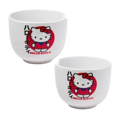 Silver Buffalo LLC Hello Kitty Ceramic Ramen Bowl and Chopstick Set (Japan Logo)