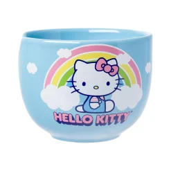 Silver Buffalo Hello Kitty Ceramic Ramen Bowl and Chopstick Set (Rainbow)