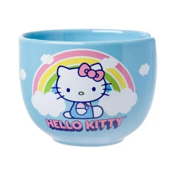 Silver Buffalo Hello Kitty Ceramic Ramen Bowl and Chopstick Set (Rainbow)