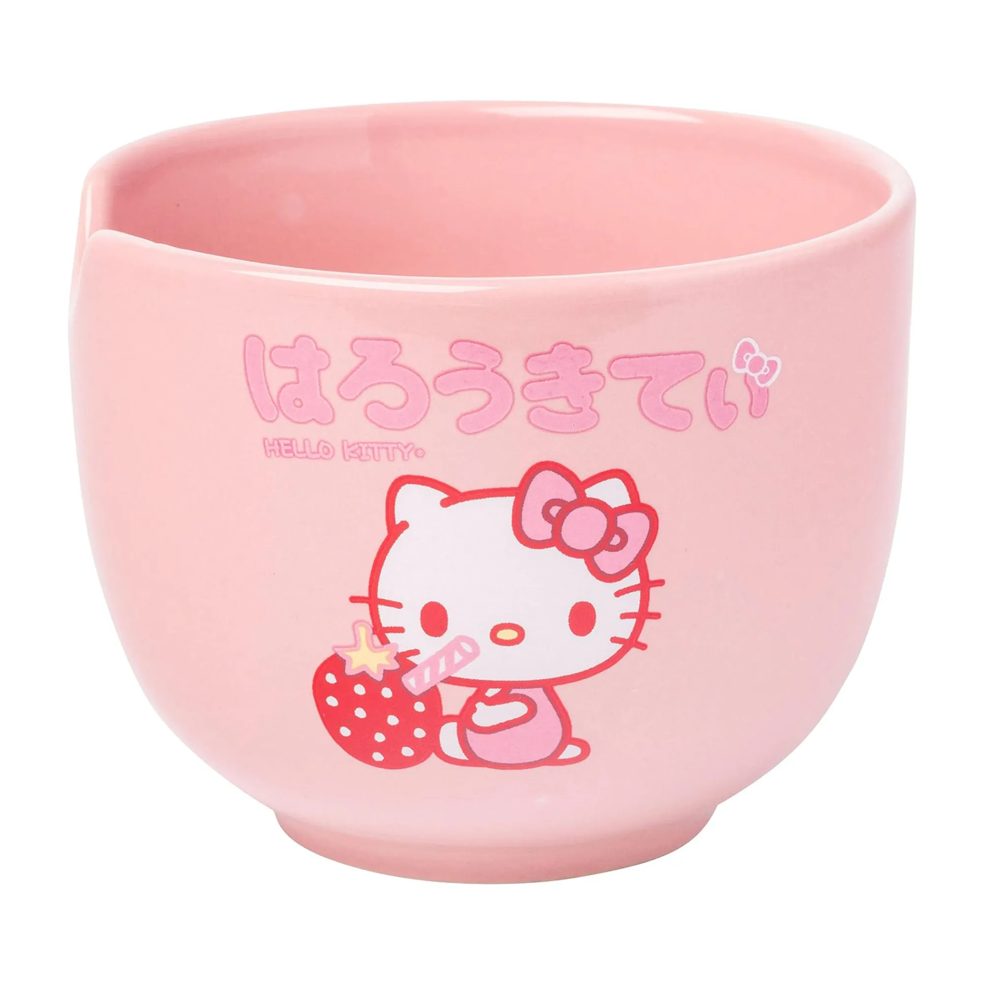 Silver Buffalo LLC Hello Kitty Ceramic Ramen Bowl and Chopstick Set (Strawberry Milk)