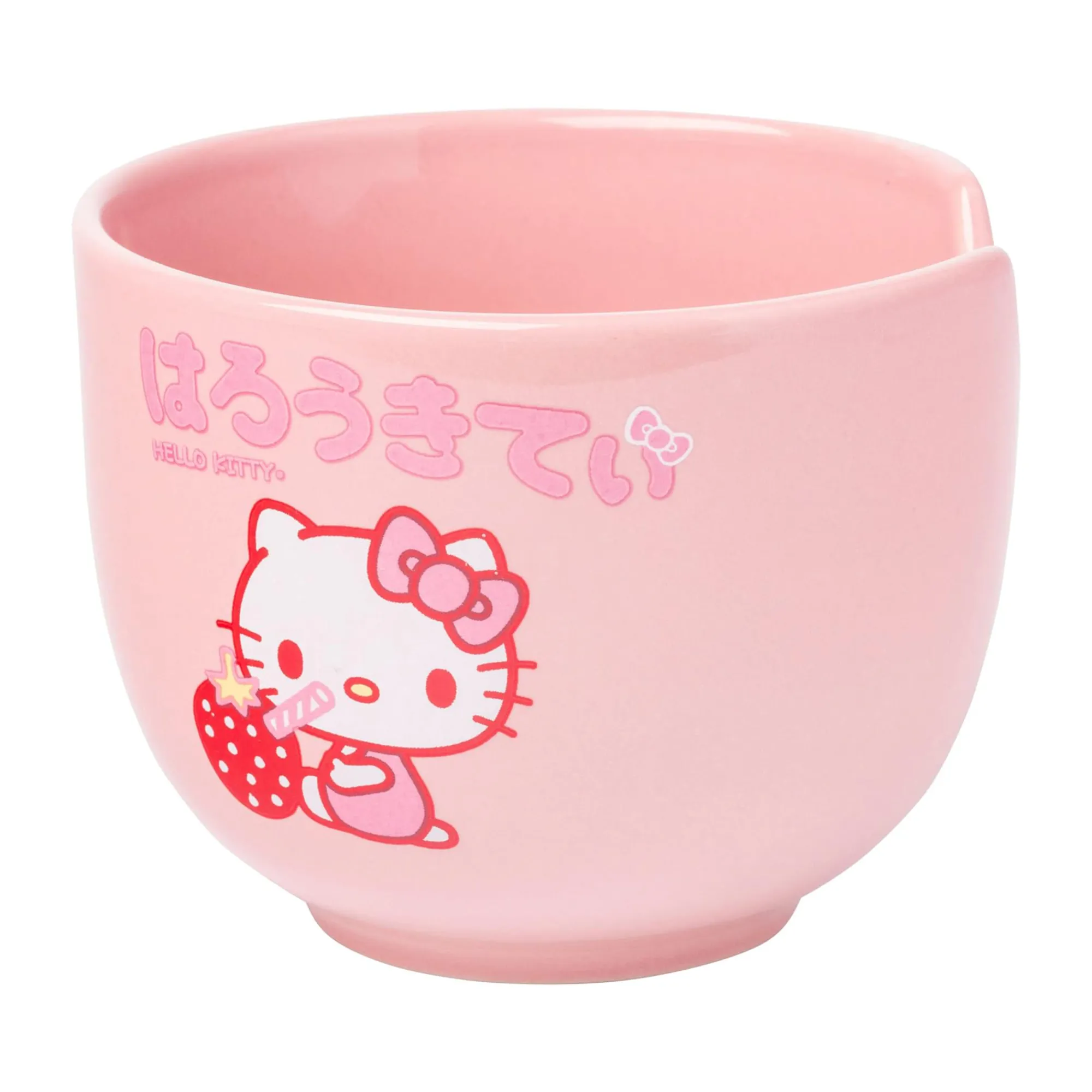 Silver Buffalo LLC Hello Kitty Ceramic Ramen Bowl and Chopstick Set (Strawberry Milk)