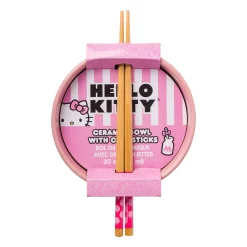 Silver Buffalo LLC Hello Kitty Ceramic Ramen Bowl and Chopstick Set (Strawberry Milk)