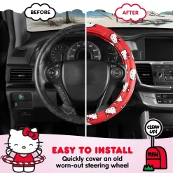 BDK AUTO Hello Kitty Classic Red Steering Wheel Cover