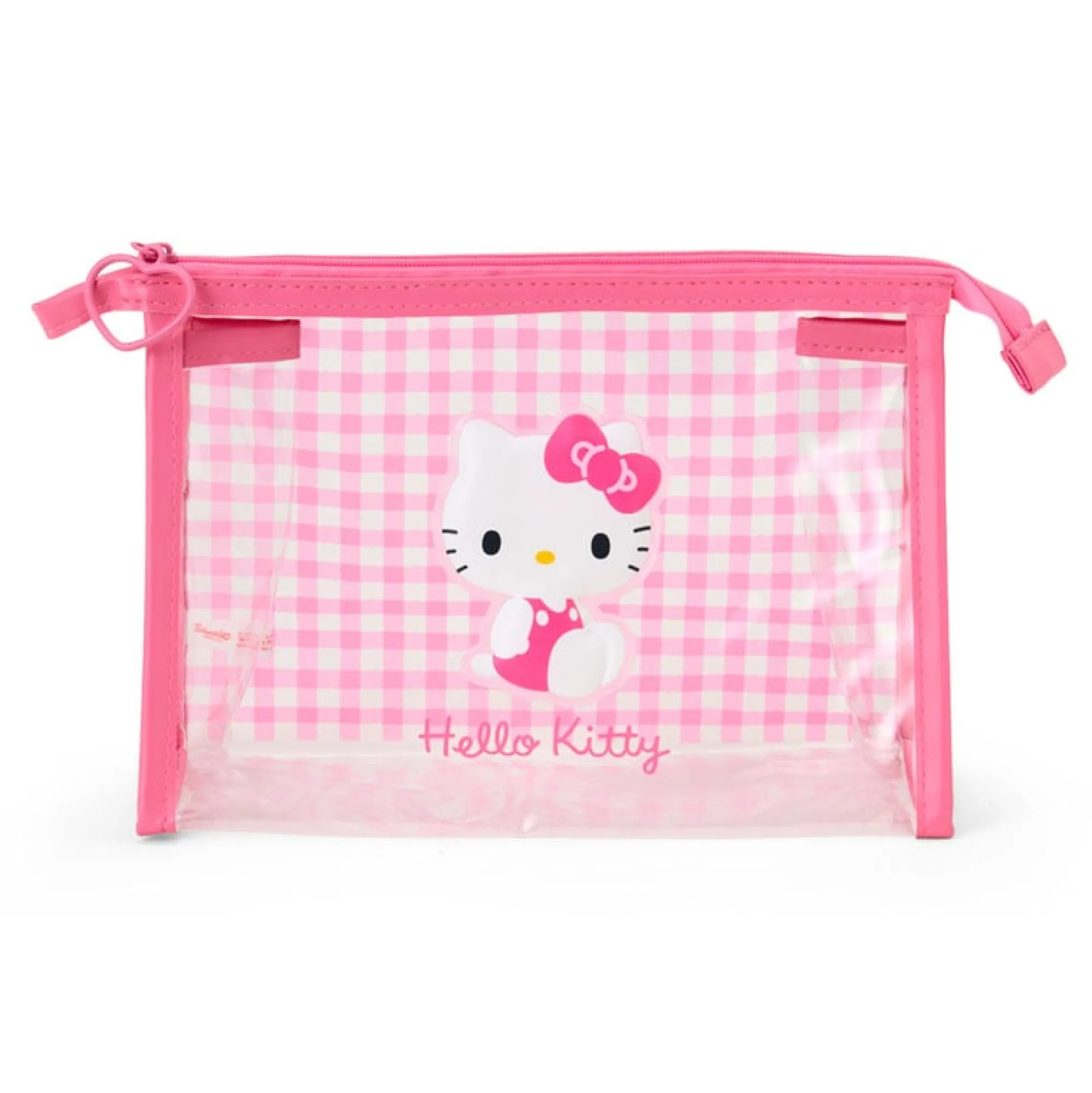 Japan Original Hello Kitty Clear Gingham Zipper Pouch