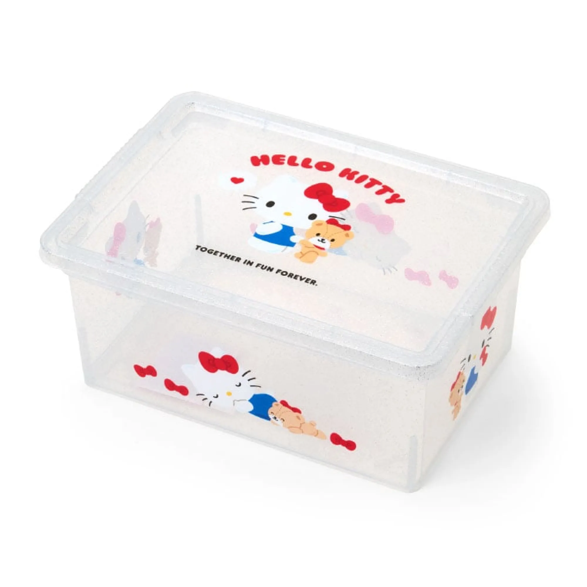 Japan Original Hello Kitty Clear Glitter Storage Bin (S)