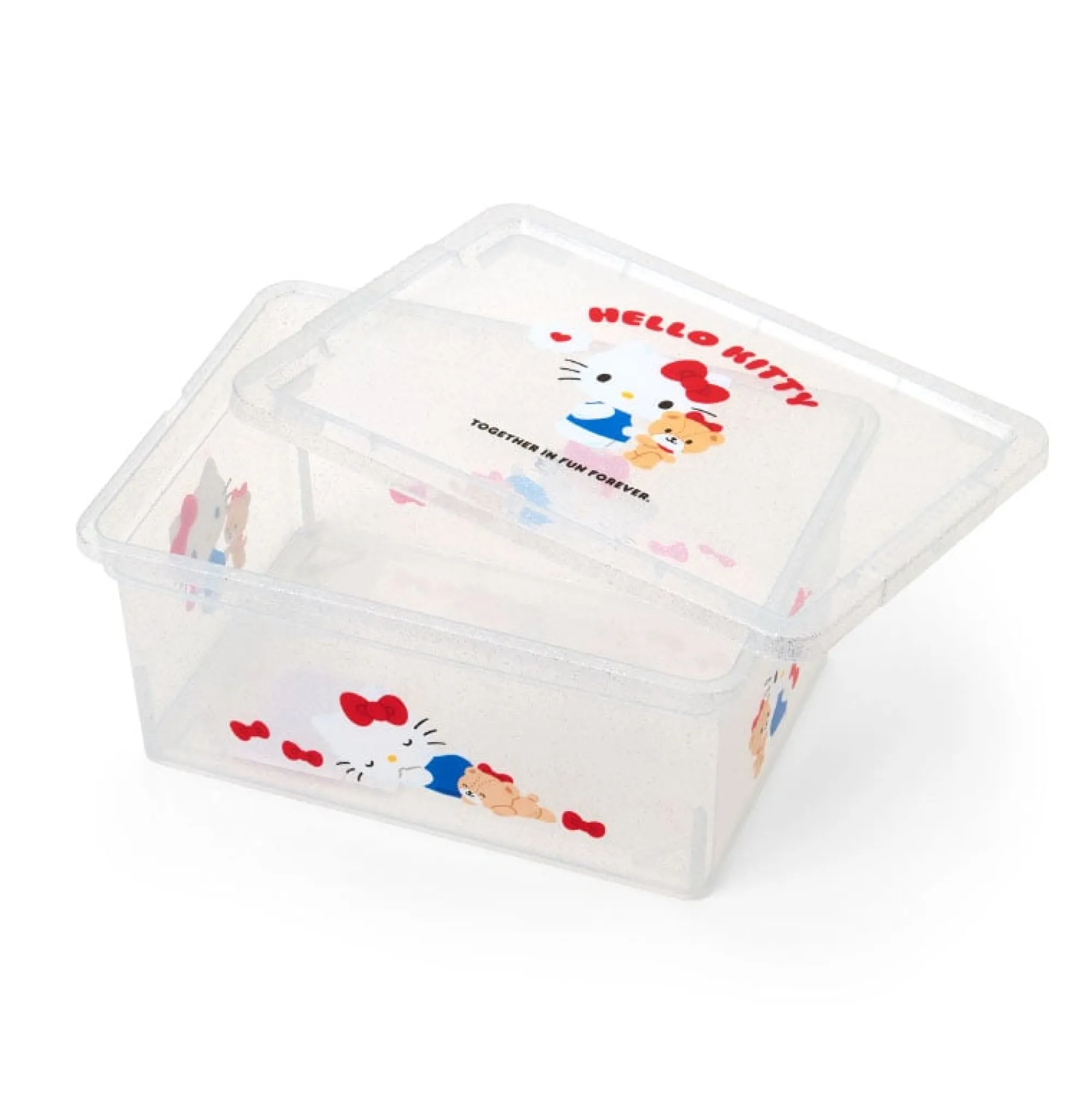 Japan Original Hello Kitty Clear Glitter Storage Bin (S)