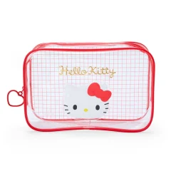 Japan Original Hello Kitty Clear Grid Zipper Pouch