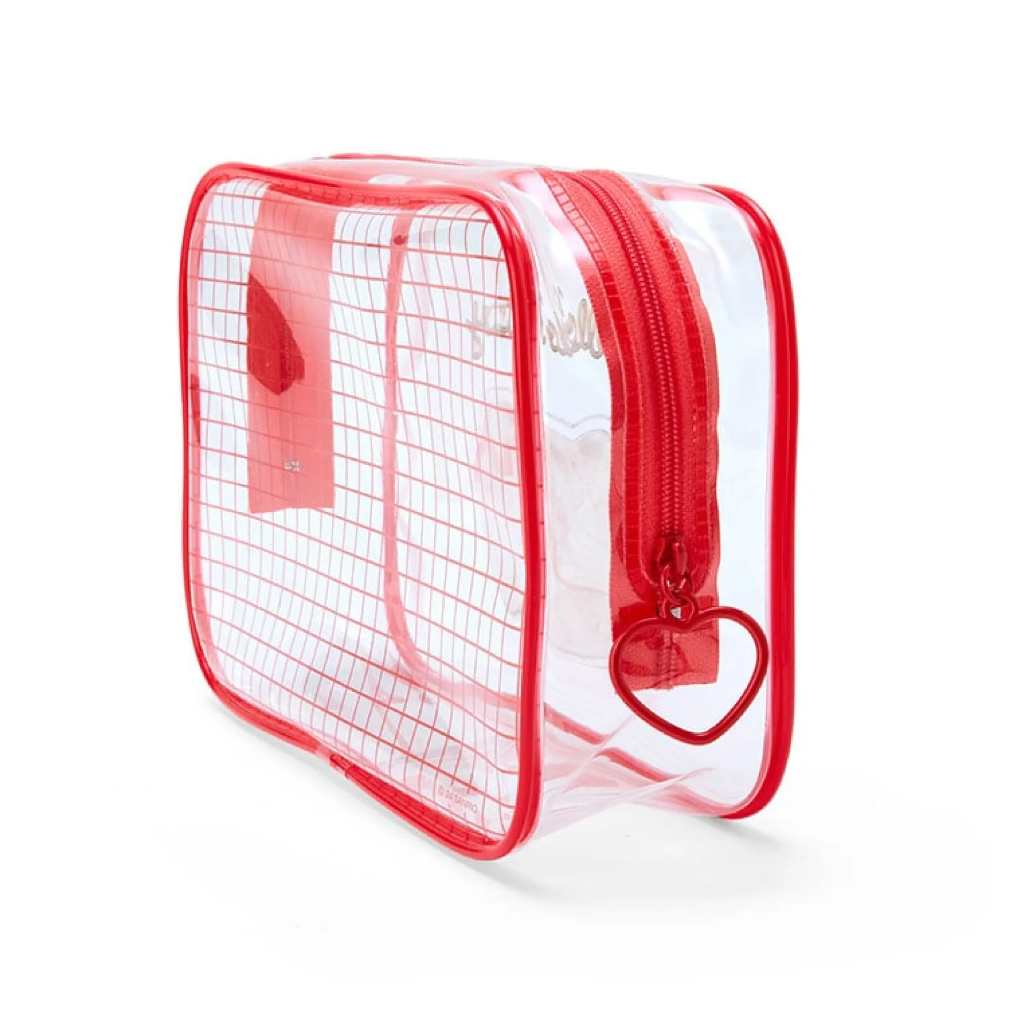 Japan Original Hello Kitty Clear Grid Zipper Pouch