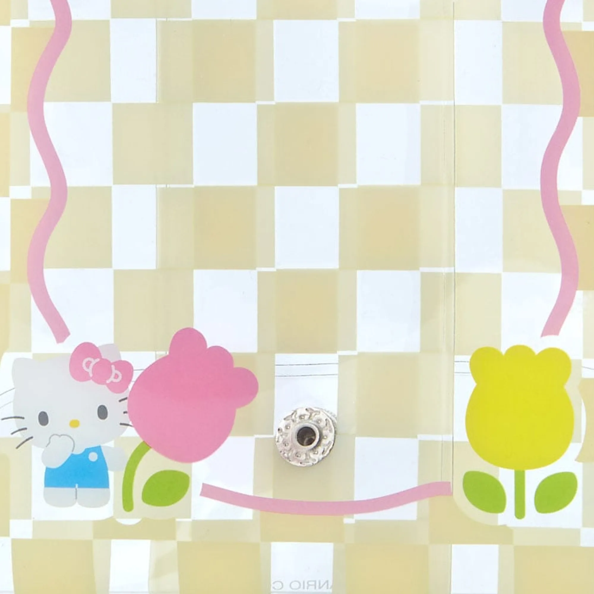 Japan Original Hello Kitty Clear Snap Mini Pouch (Pastel Check Series)