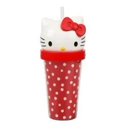 BIOWORLD Hello Kitty 3D Face Travel Tumbler (Dots)