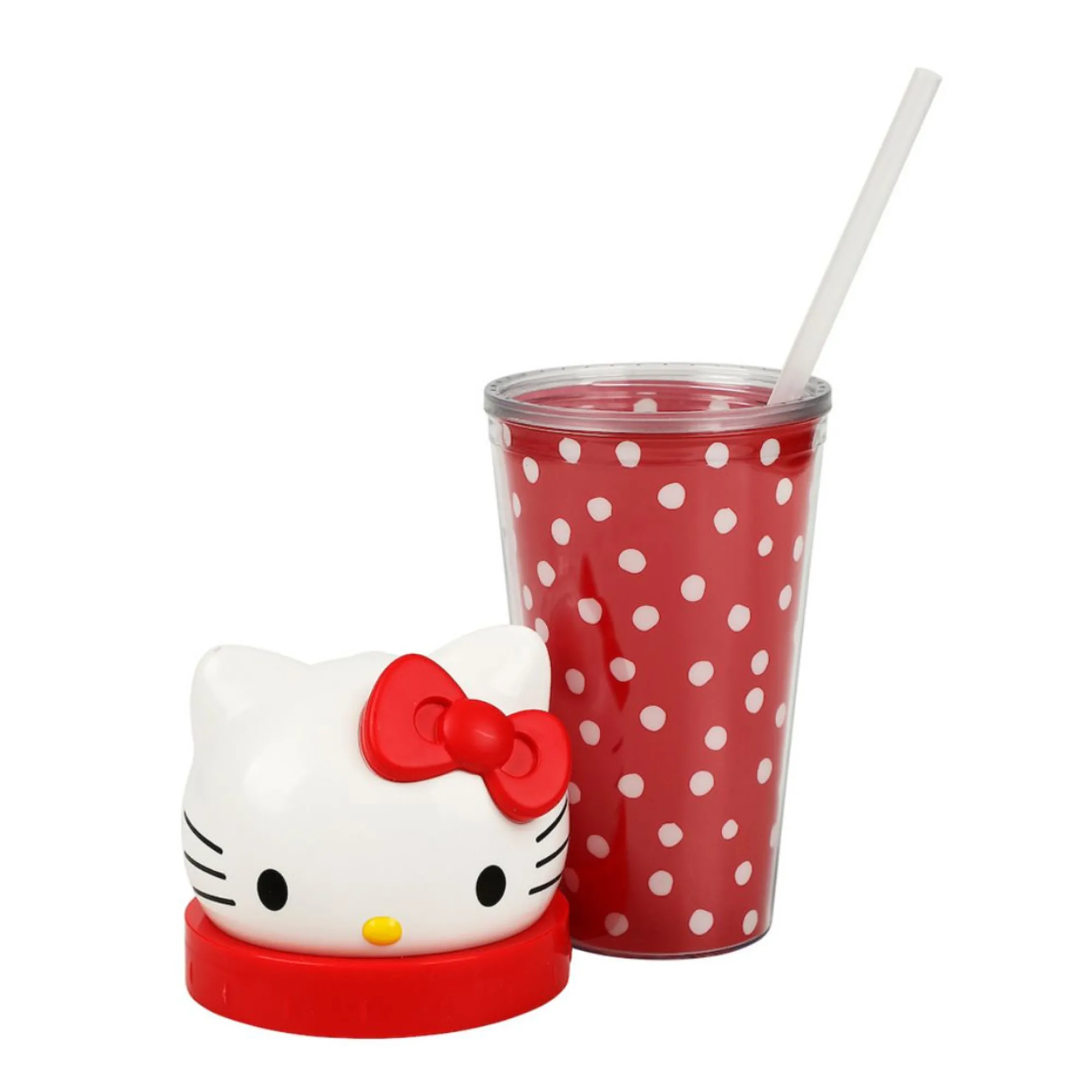 BIOWORLD Hello Kitty 3D Face Travel Tumbler (Dots)