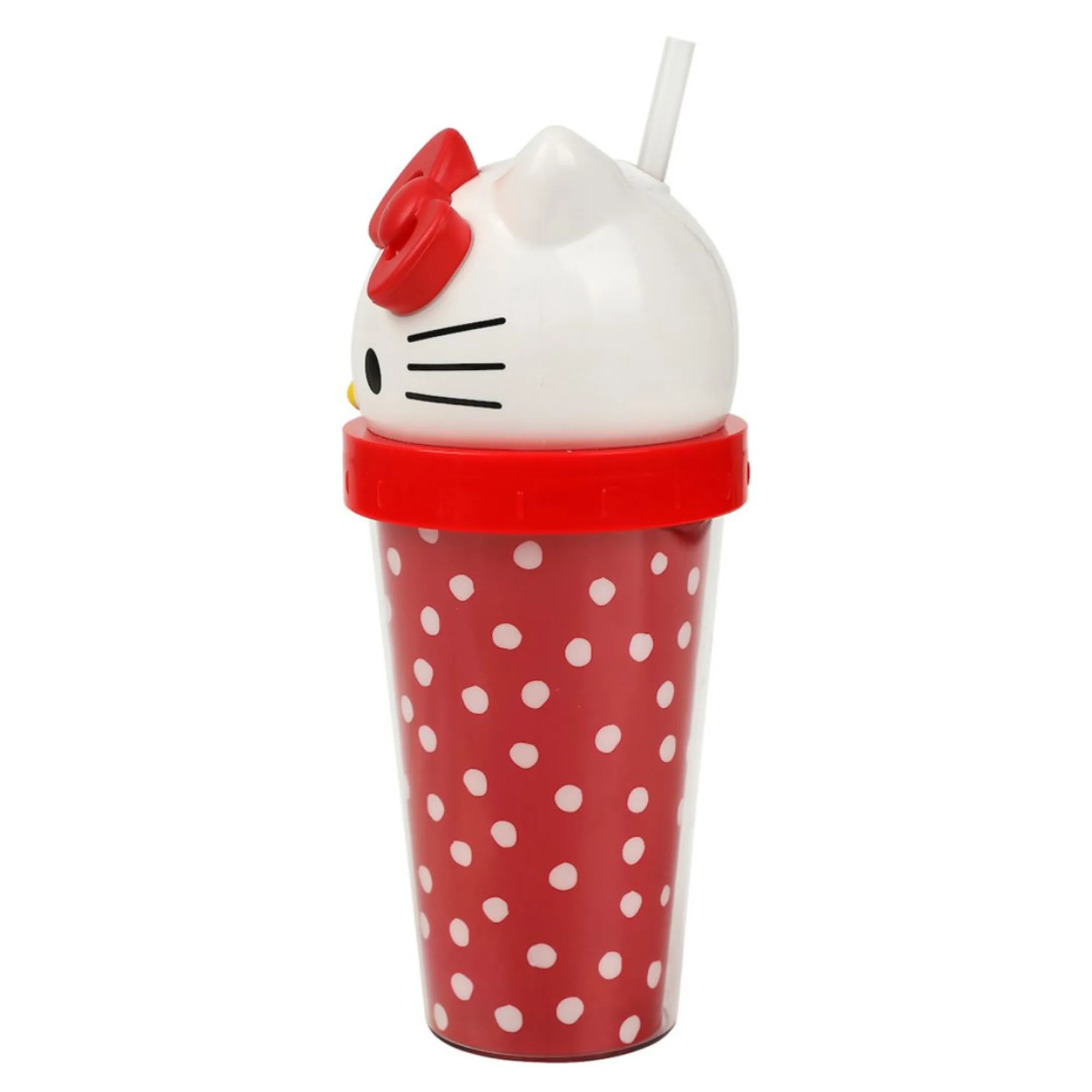 BIOWORLD Hello Kitty 3D Face Travel Tumbler (Dots)