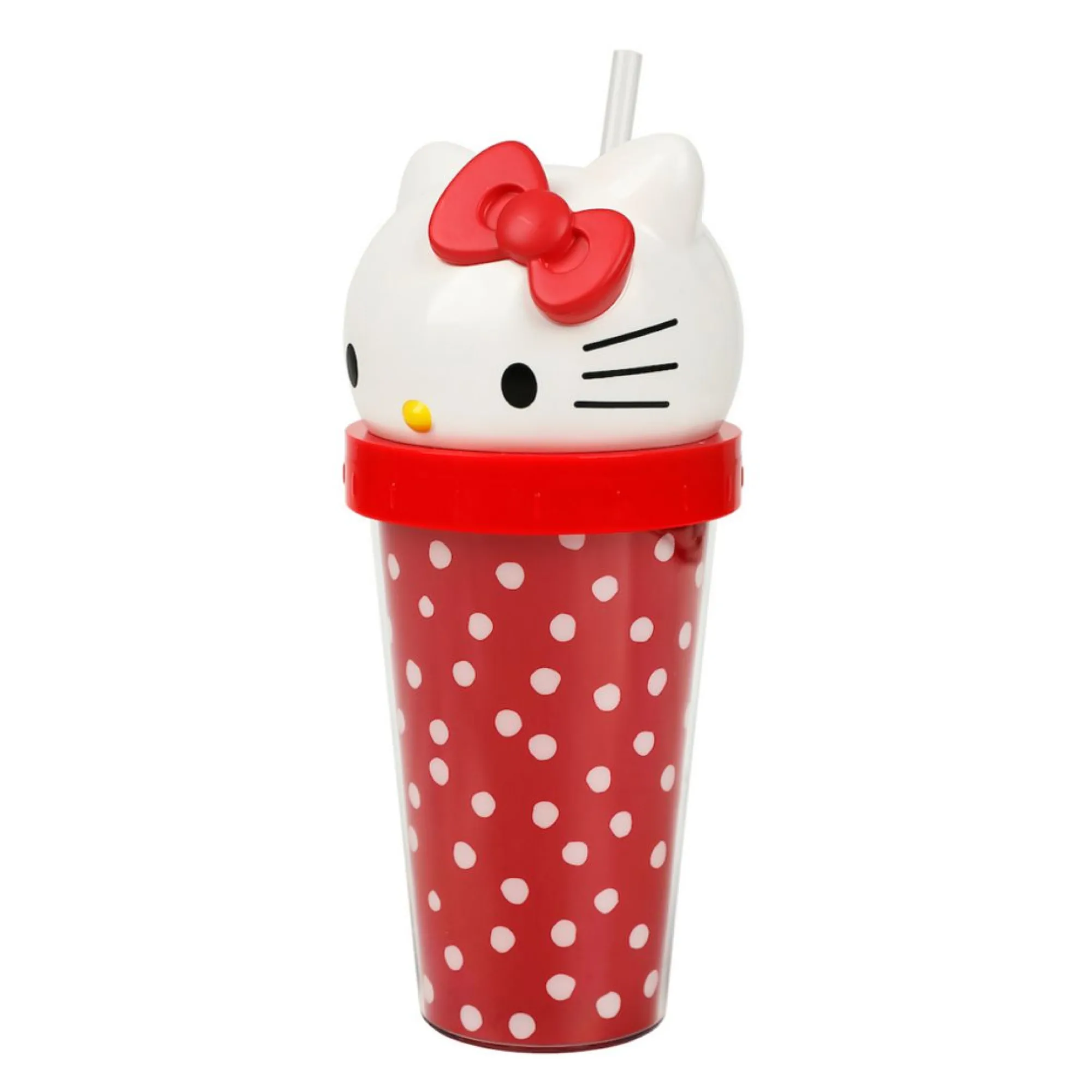 BIOWORLD Hello Kitty 3D Face Travel Tumbler (Dots)