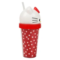 BIOWORLD Hello Kitty 3D Face Travel Tumbler (Dots)