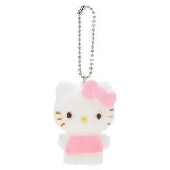 Japan Original Hello Kitty Flocked Keychain Mascot