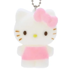 Japan Original Hello Kitty Flocked Keychain Mascot