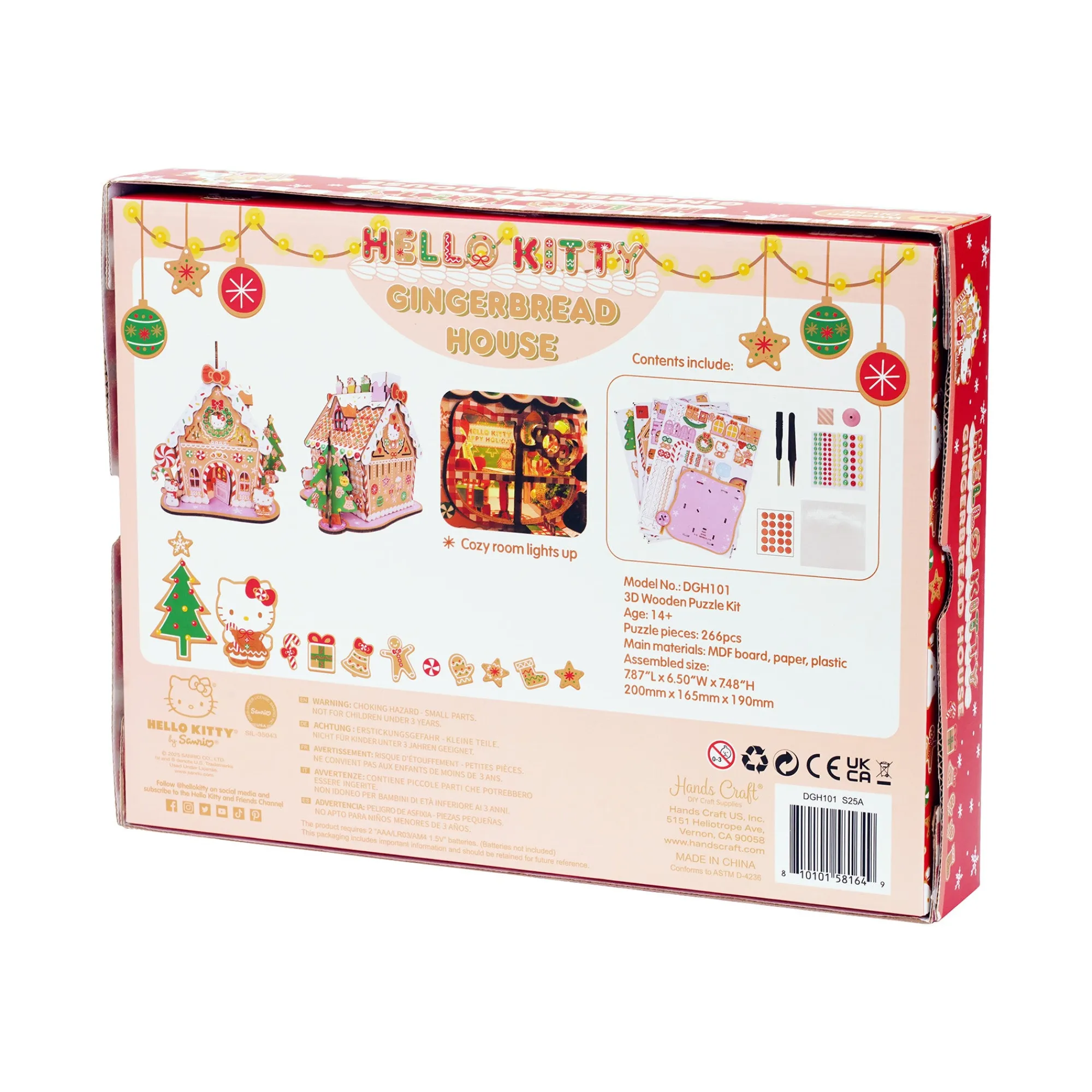 HANDS CRAFT Hello Kitty Gingerbread House 3D Wooden Puzzle