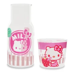 Silver Buffalo Hello Kitty Glass Carafe and Cup Set (Strawberry Milk)