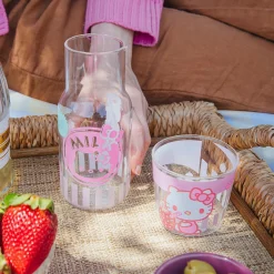 Silver Buffalo Hello Kitty Glass Carafe and Cup Set (Strawberry Milk)