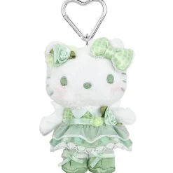 Global Original Hello Kitty Green Plush Mascot Keychain (50th Anniv. Floral Series)