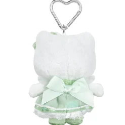 Global Original Hello Kitty Green Plush Mascot Keychain (50th Anniv. Floral Series)