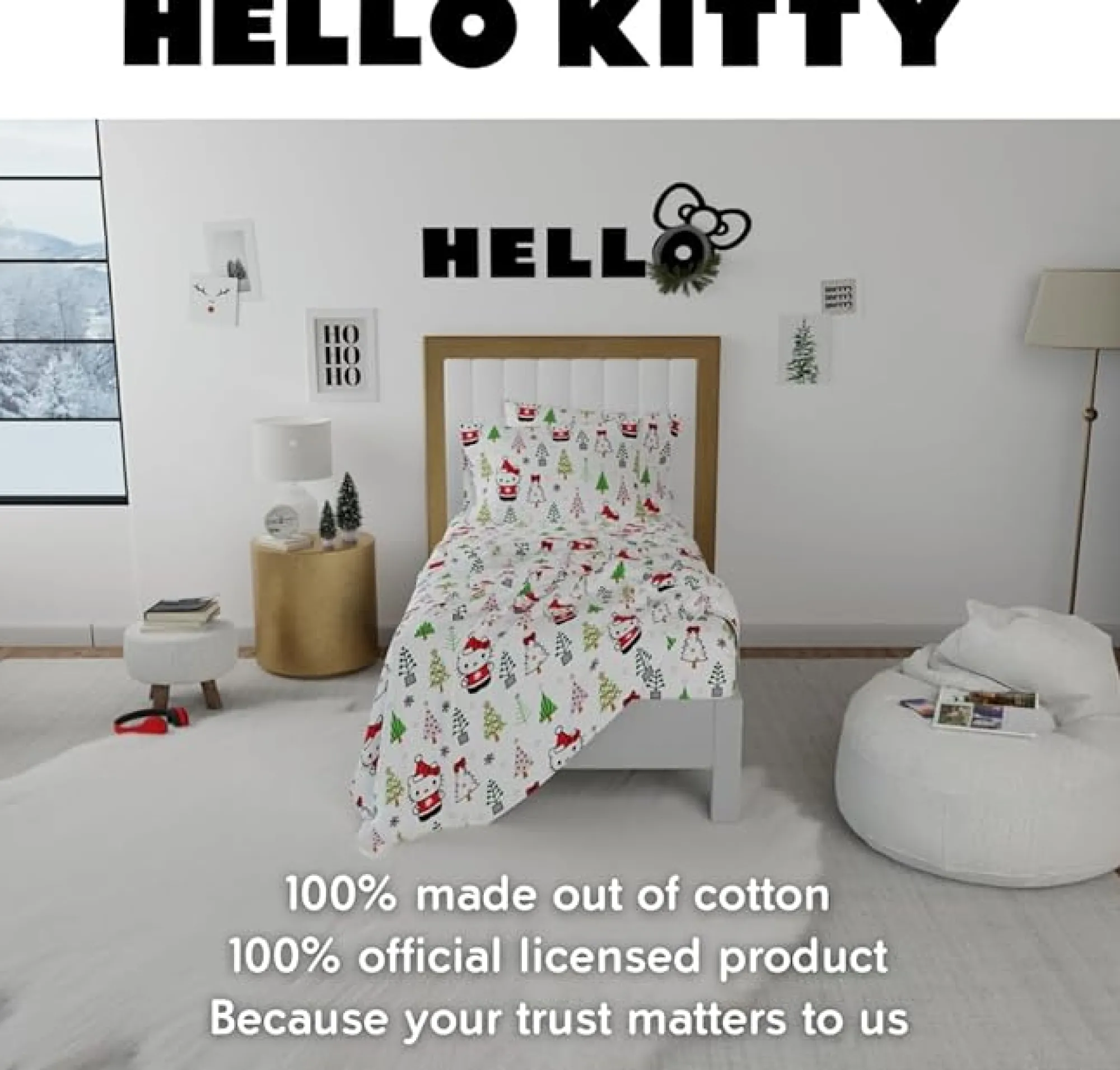 Franco Manufacturing Co Inc Hello Kitty Holiday Cotton Flannel Sheet Set