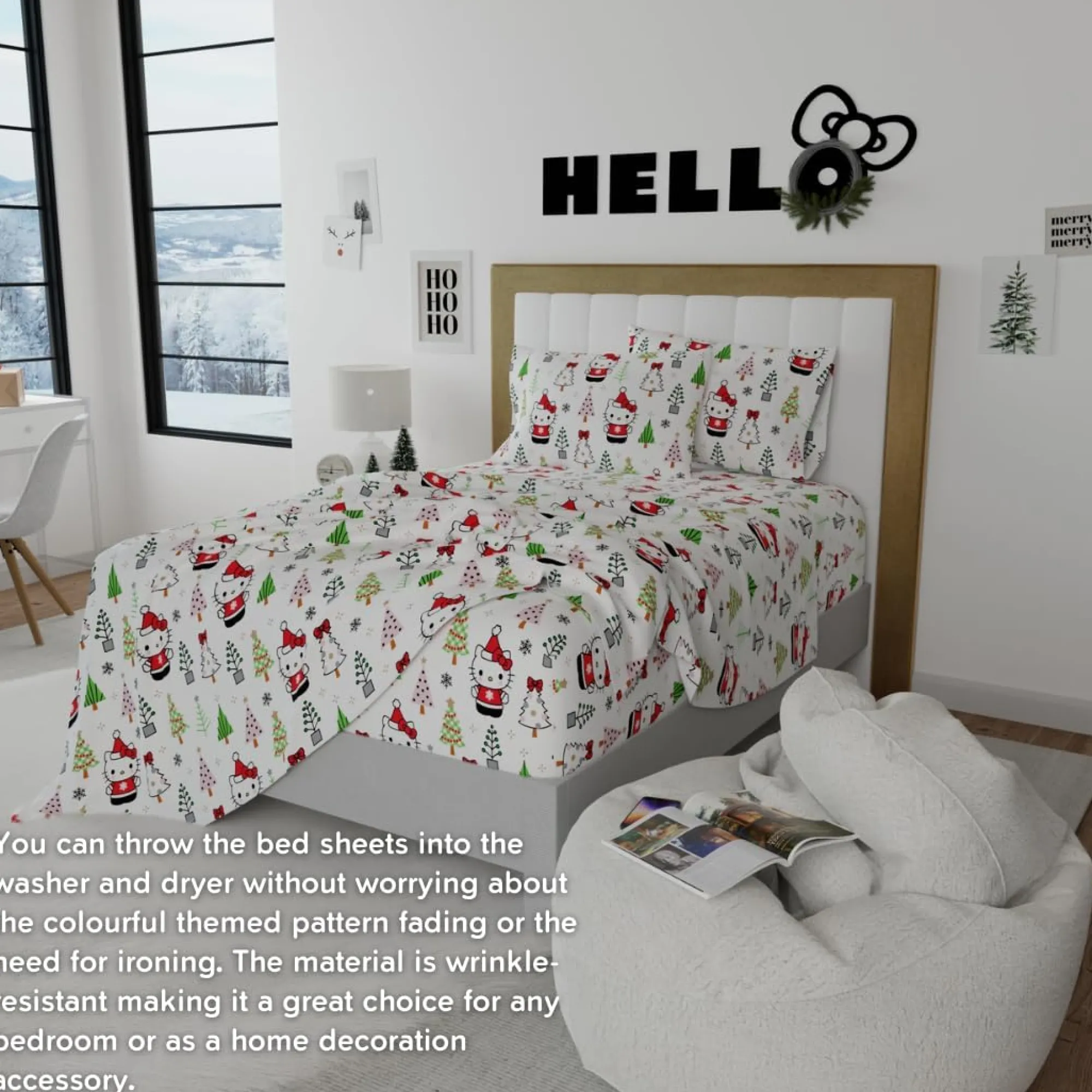 Franco Manufacturing Co Inc Hello Kitty Holiday Cotton Flannel Sheet Set