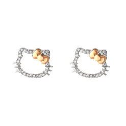 JACMEL JEWELRY INC Hello Kitty 14K White Gold Diamond Stud Earrings