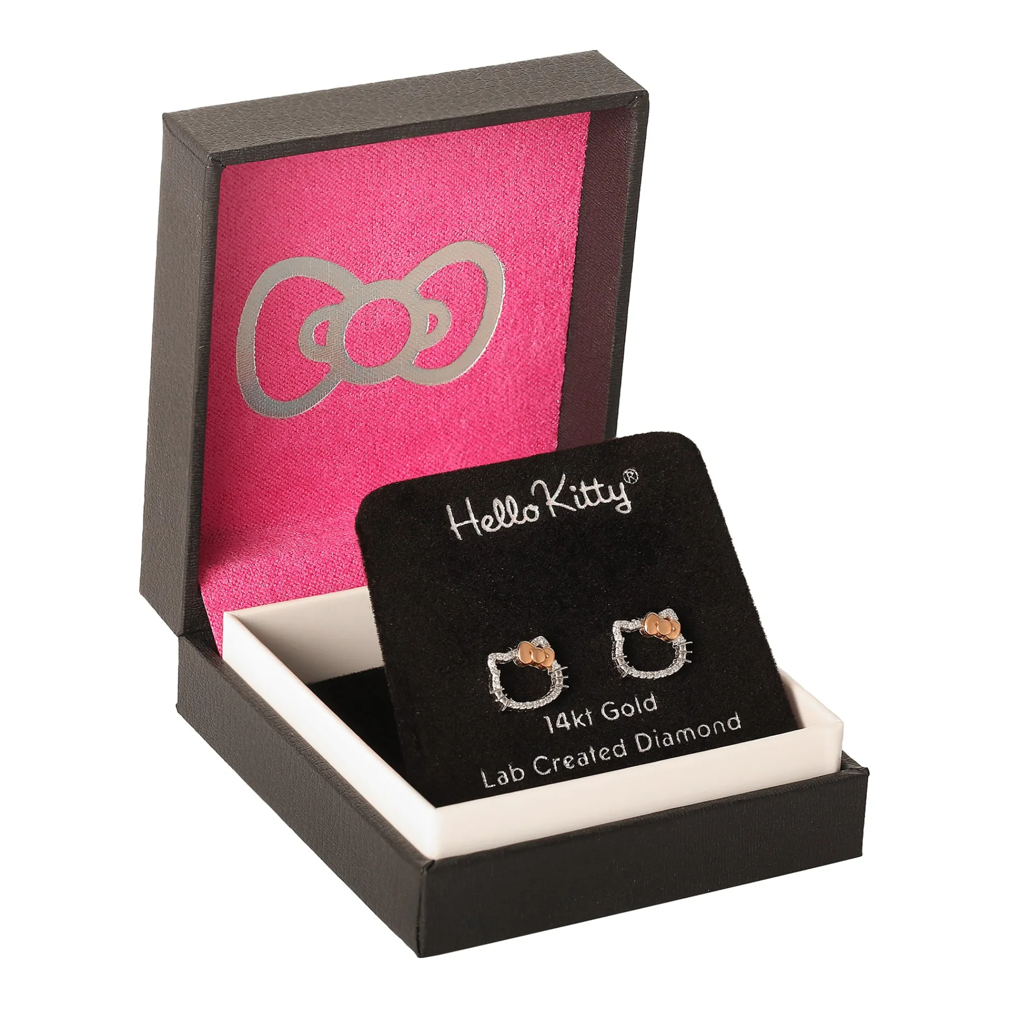 JACMEL JEWELRY INC Hello Kitty 14K White Gold Diamond Stud Earrings