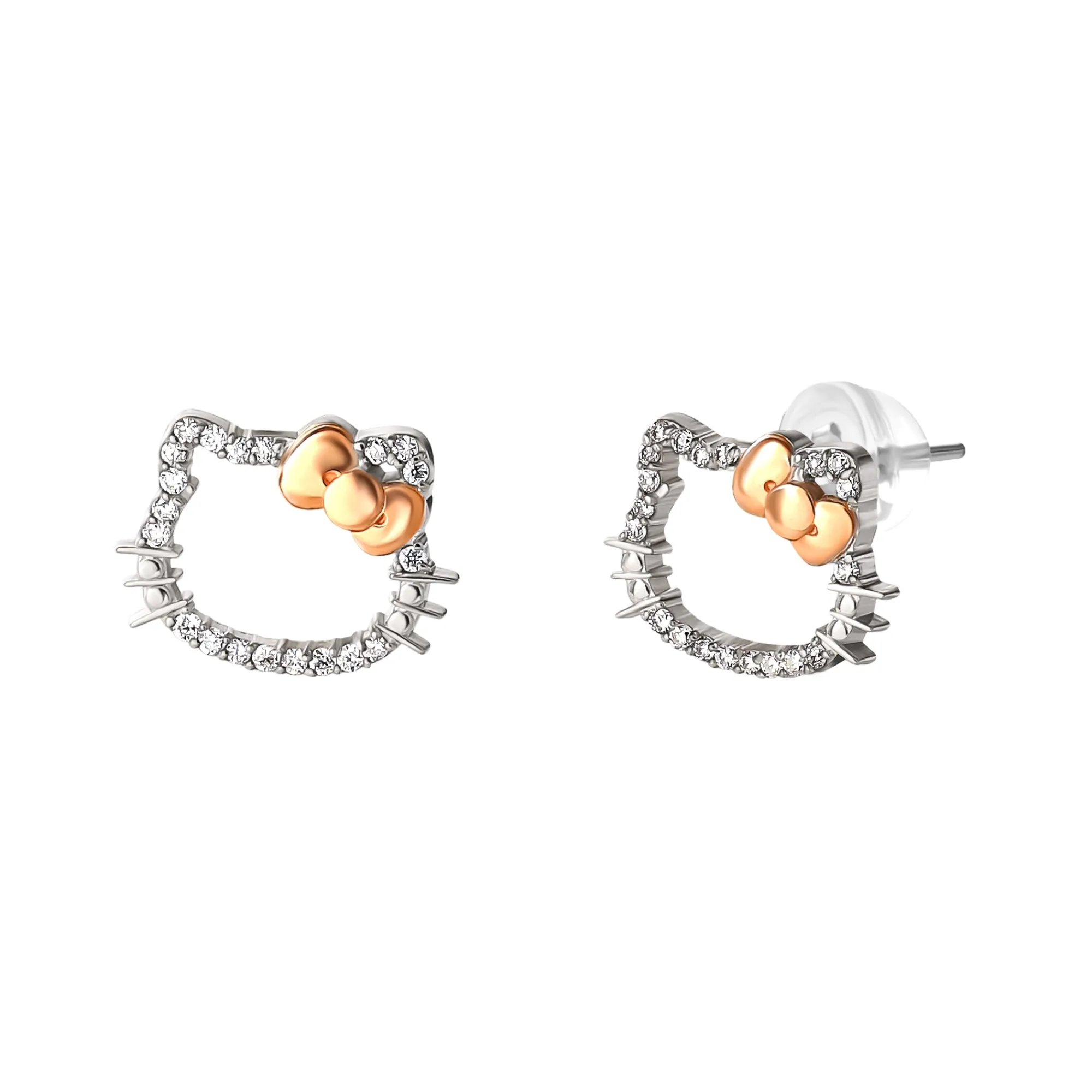 JACMEL JEWELRY INC Hello Kitty 14K White Gold Diamond Stud Earrings